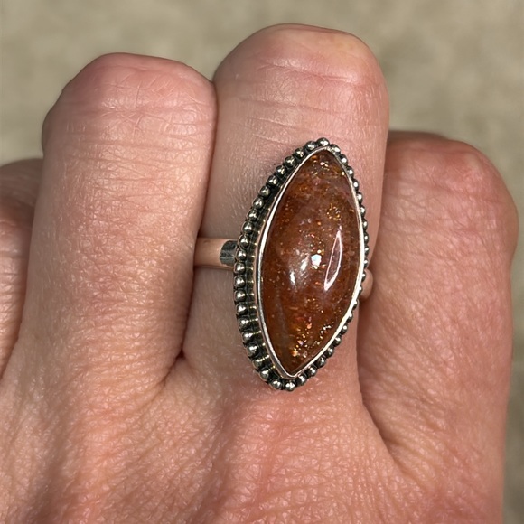 ❤️‍🔥High Quality Genuine Sunstone 925 Sterling Silver Ring - Picture 6 of 7
